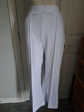URBAN COCO white creased wide leg summer trousers pants pull on side pockets LG